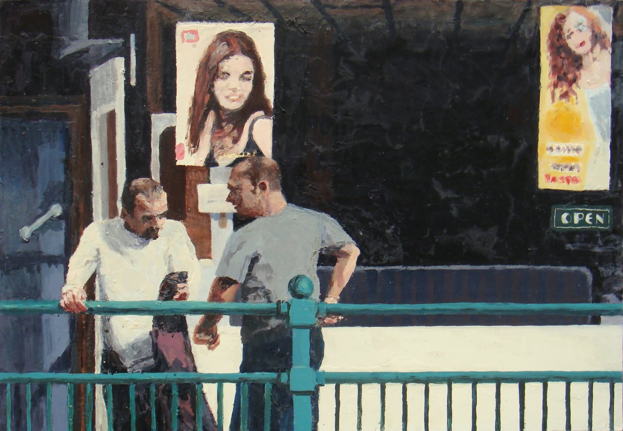 Konversation, 2006 (olja på pannå) av Trevor Burgess