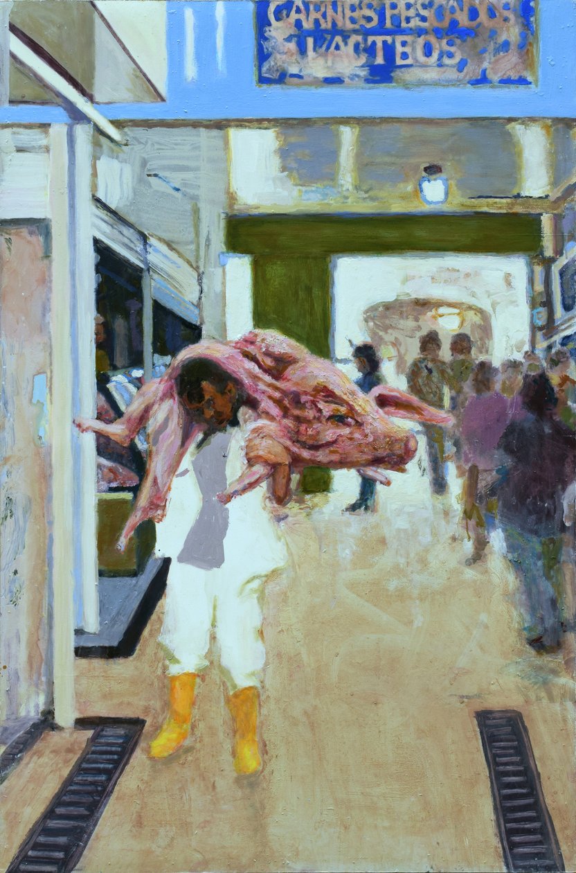 Pig to Bacon (Bogotá, Colombia), 2015 (olja på pannå) av Trevor Burgess