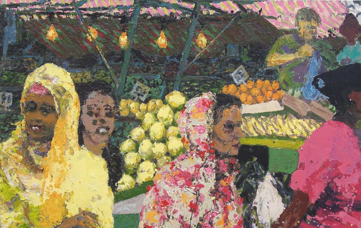 Ridley Road Market (London), 2002 (olja på duk) av Trevor Burgess