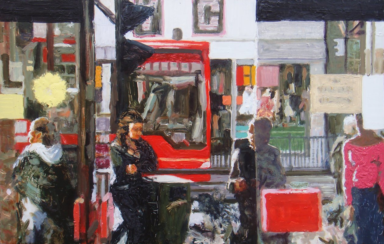 Butiksdörr, 2010 (olja på pannå) av Trevor Burgess