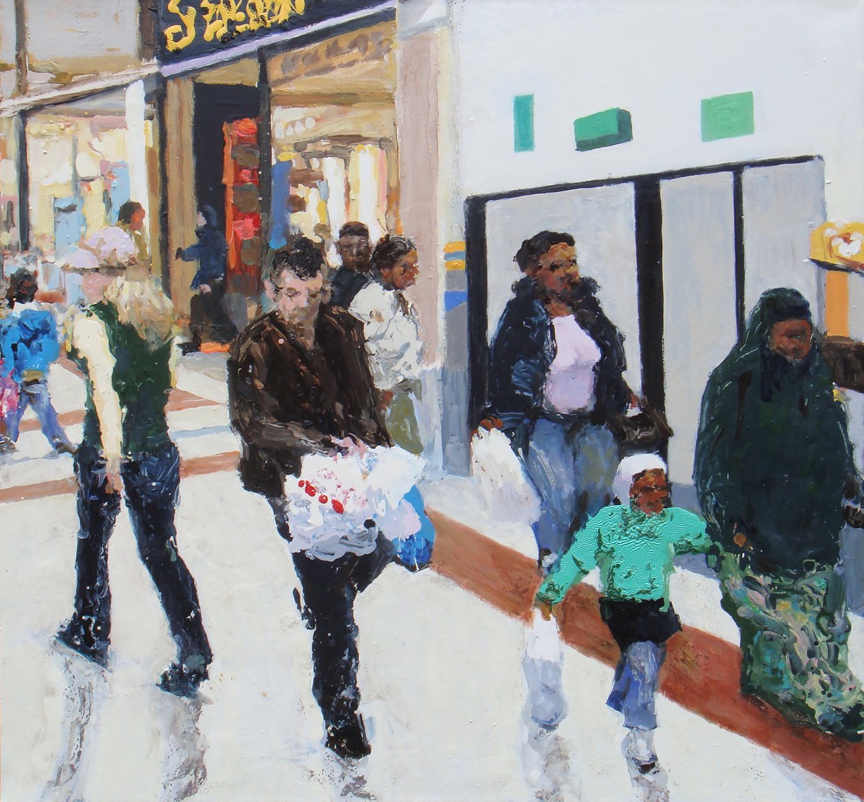 Shoppers 2, 2009 (olja på duk) av Trevor Burgess