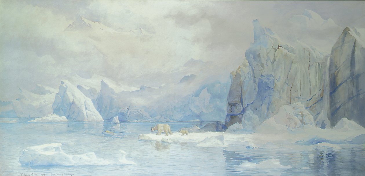 Östra glaciären, Spitzbergen, 1905 wc på papper av Tristram Ellis