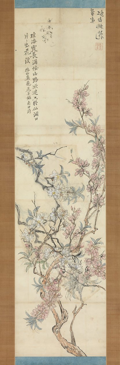 Röda och vita persikablommor, förberedande skiss, 1843. av Tsubaki Chinzan