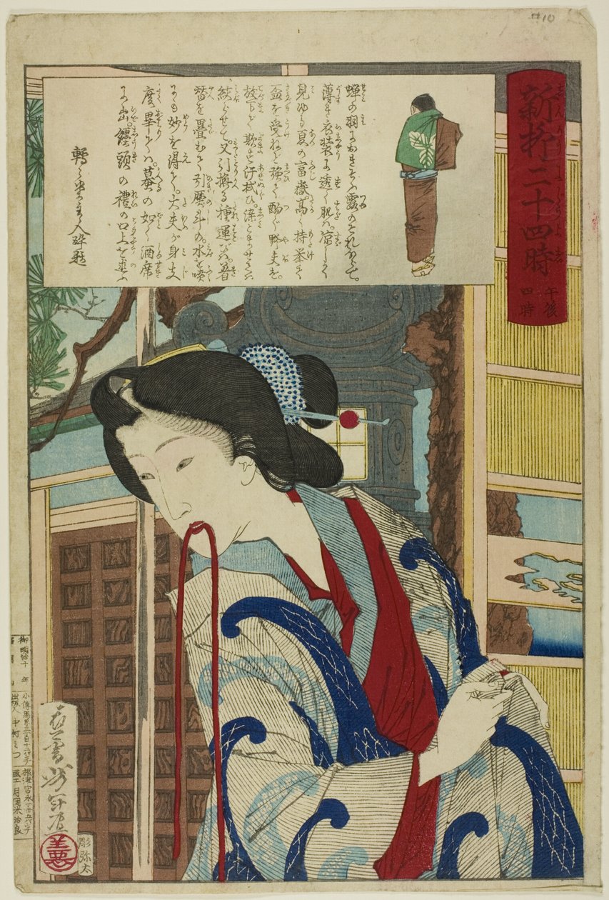 Four PM, från serien "Twenty-Four Hours in Shinbashi and Yanagibashi" av Tsukioka Yoshitoshi