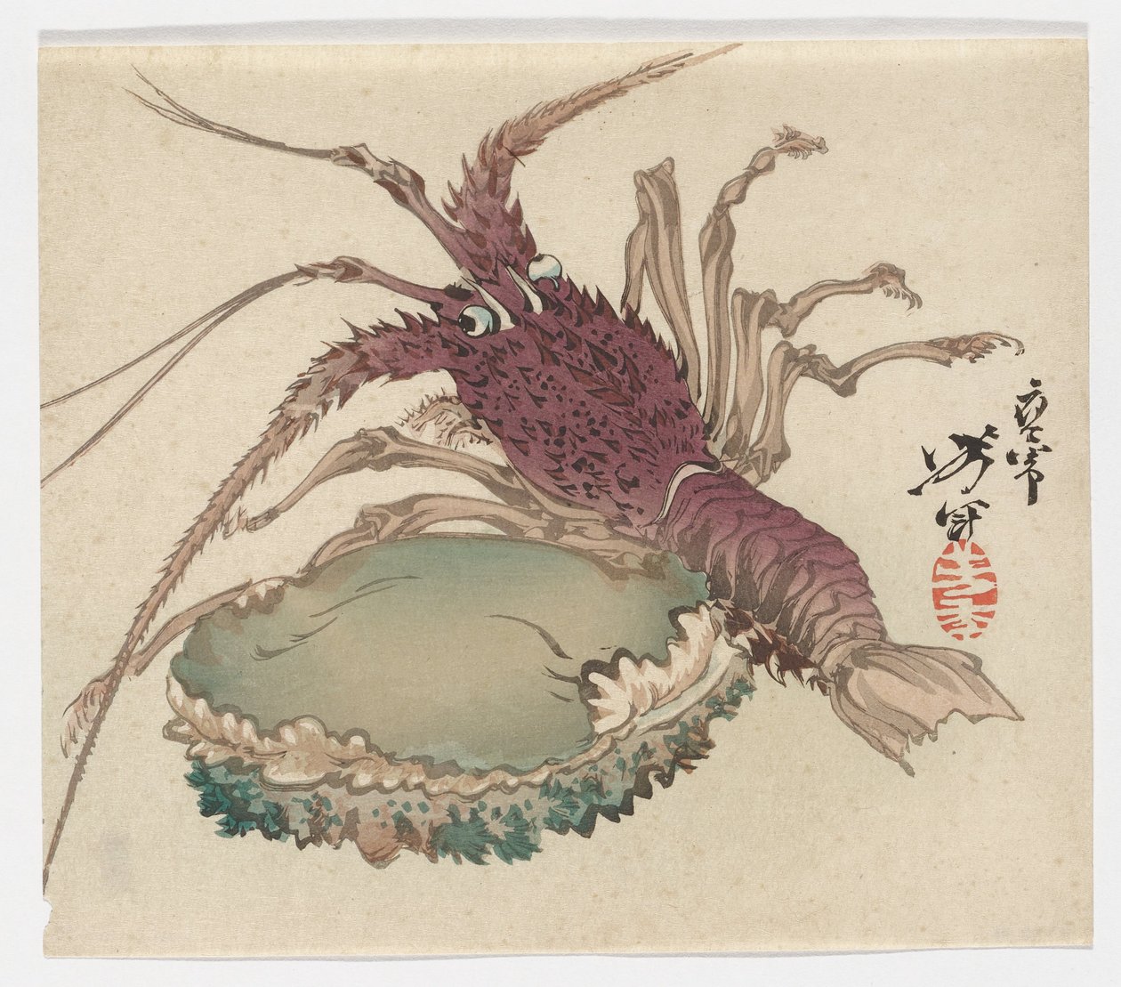 Hummer och abalone av Tsukioka Yoshitoshi