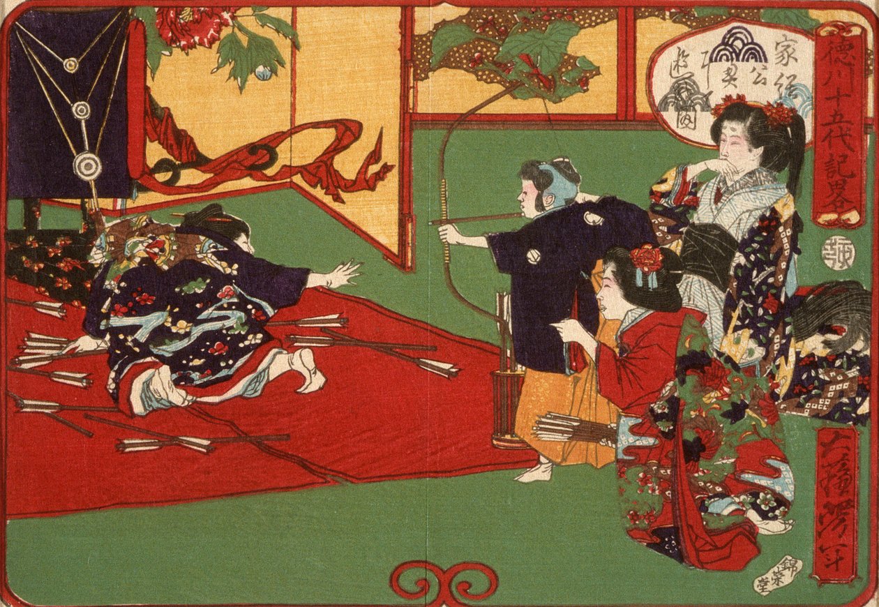 Tokugawa Ietsuga utövar bågskytte av Tsukioka Yoshitoshi