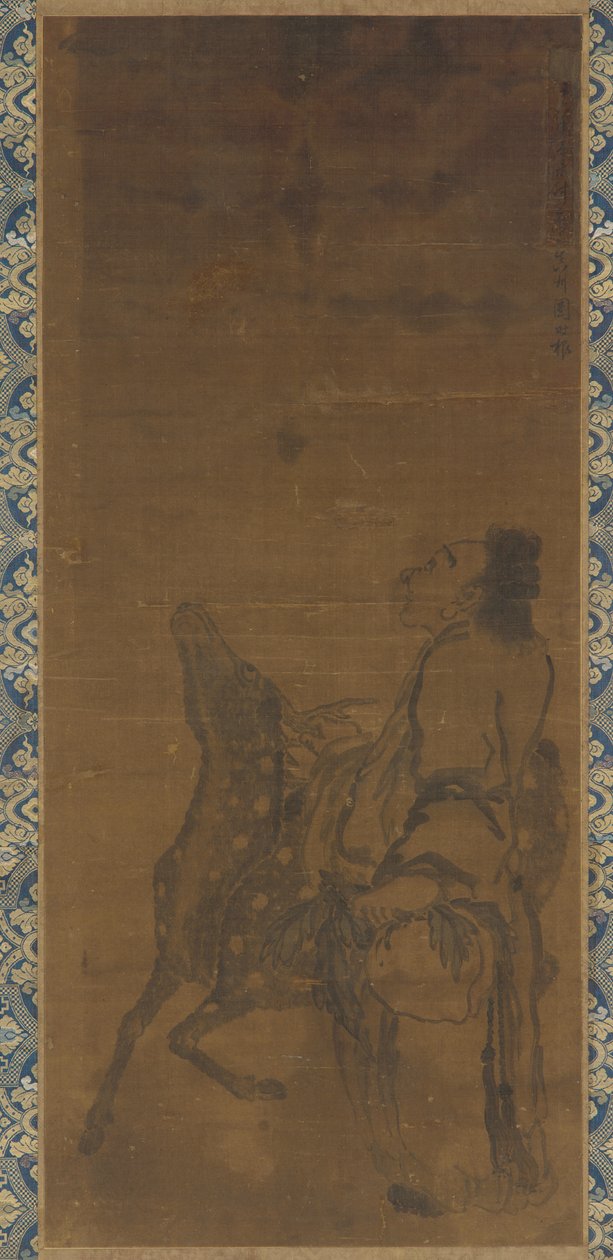 En odödlig och ett rådjur tittar på en drake ovanför, 1751. av Tuan Shigen