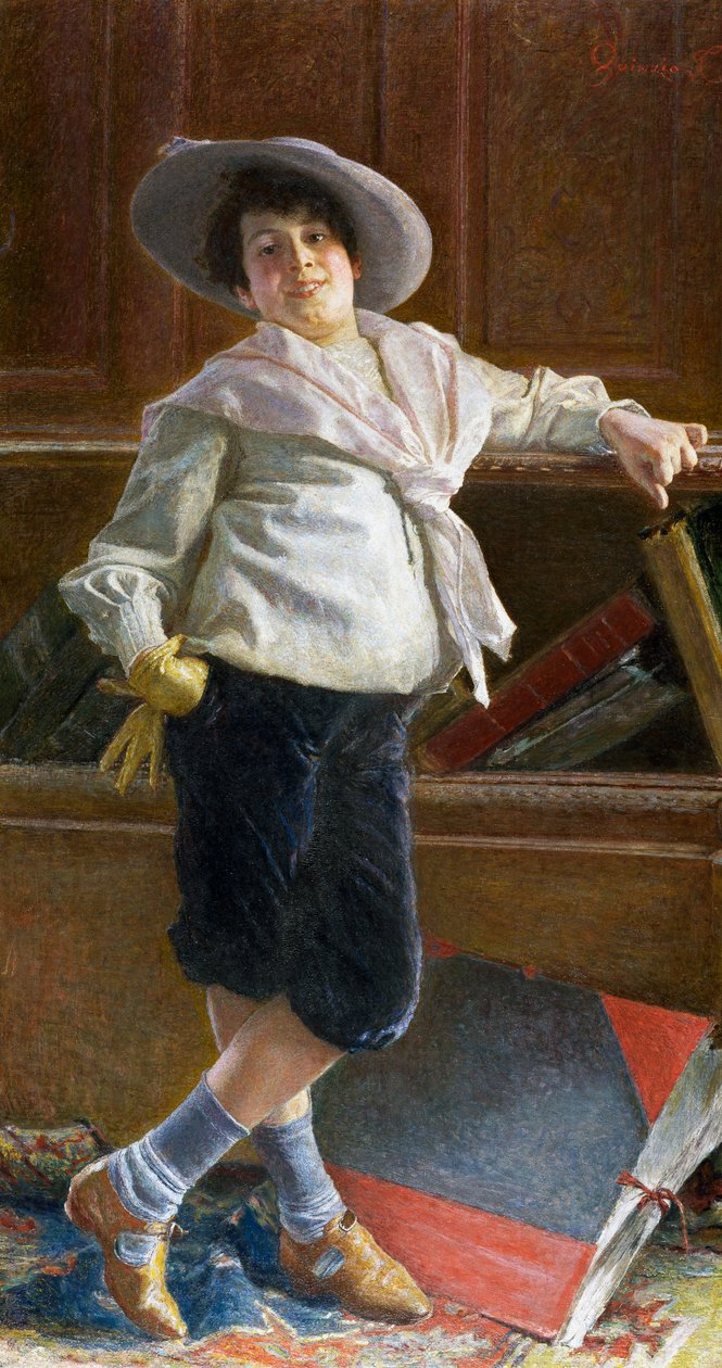 Porträtt av ung man, målning av Tullio Salvatore Quinzio (1858-1918), olja på duk, 80x100 cm av Tullio Salvatore Quinzio
