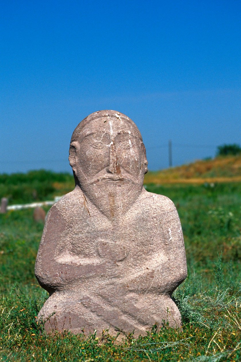 En gravsten från det västra turkiska khanatet, 600-1000-talet av Turkic School