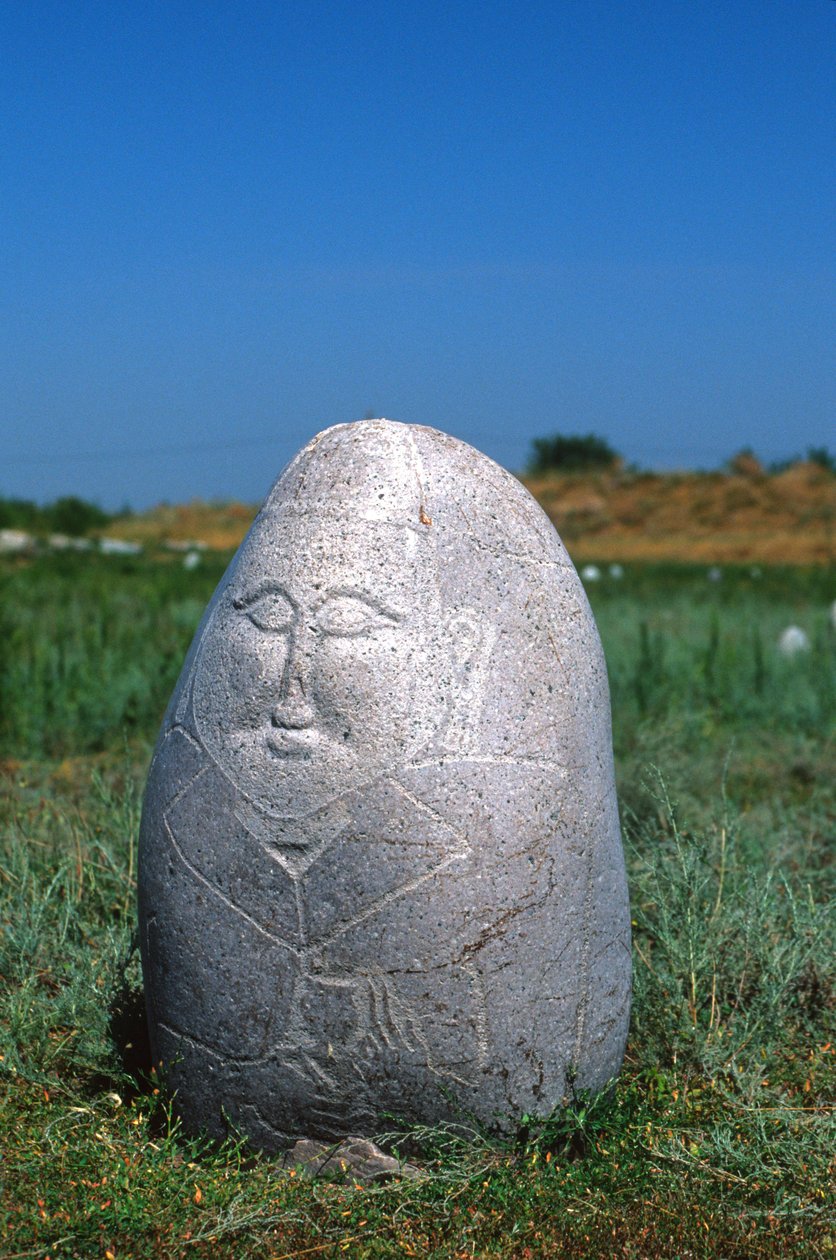 En gravsten från det västra turkiska khanatet, 600-1000-talet av Turkic School