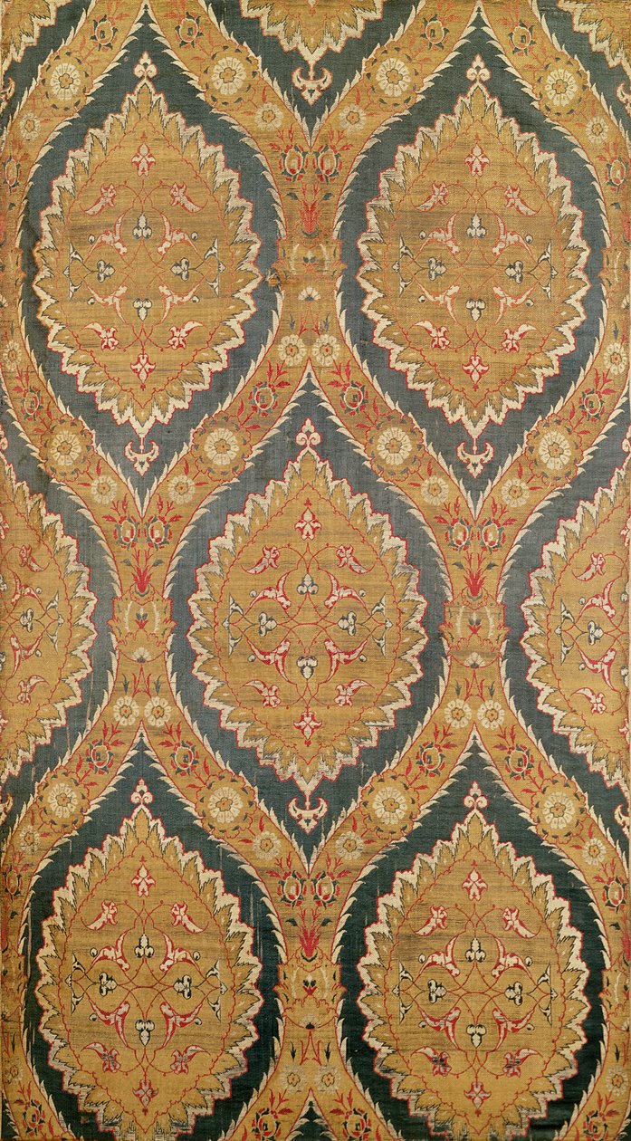 Textilpanel, 1500-talet (siden kypert på satin botten) av Turkish School