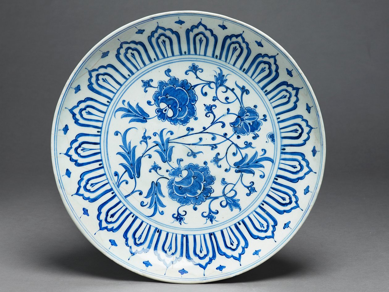 Fat, Iznik, Turkiet, ca 1575 (stenpasta med blått under glasyr) av Turkish School