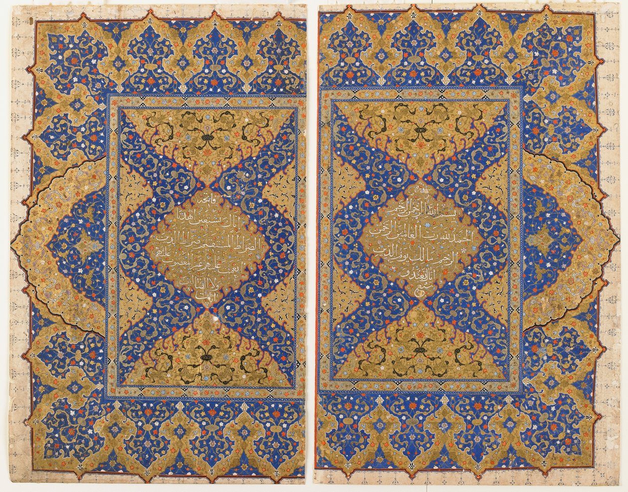 Folio från en koran, Turkiet, ottomansk period (ogenomskinlig akvarell, bläck och guld på papper) av Turkish School