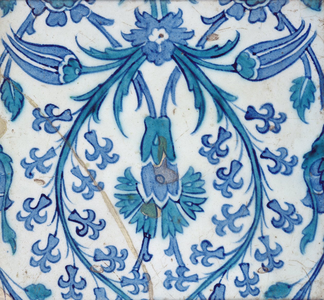 Isnik kakel med blommönster (lergods med färgad underglasyr) av Turkish School