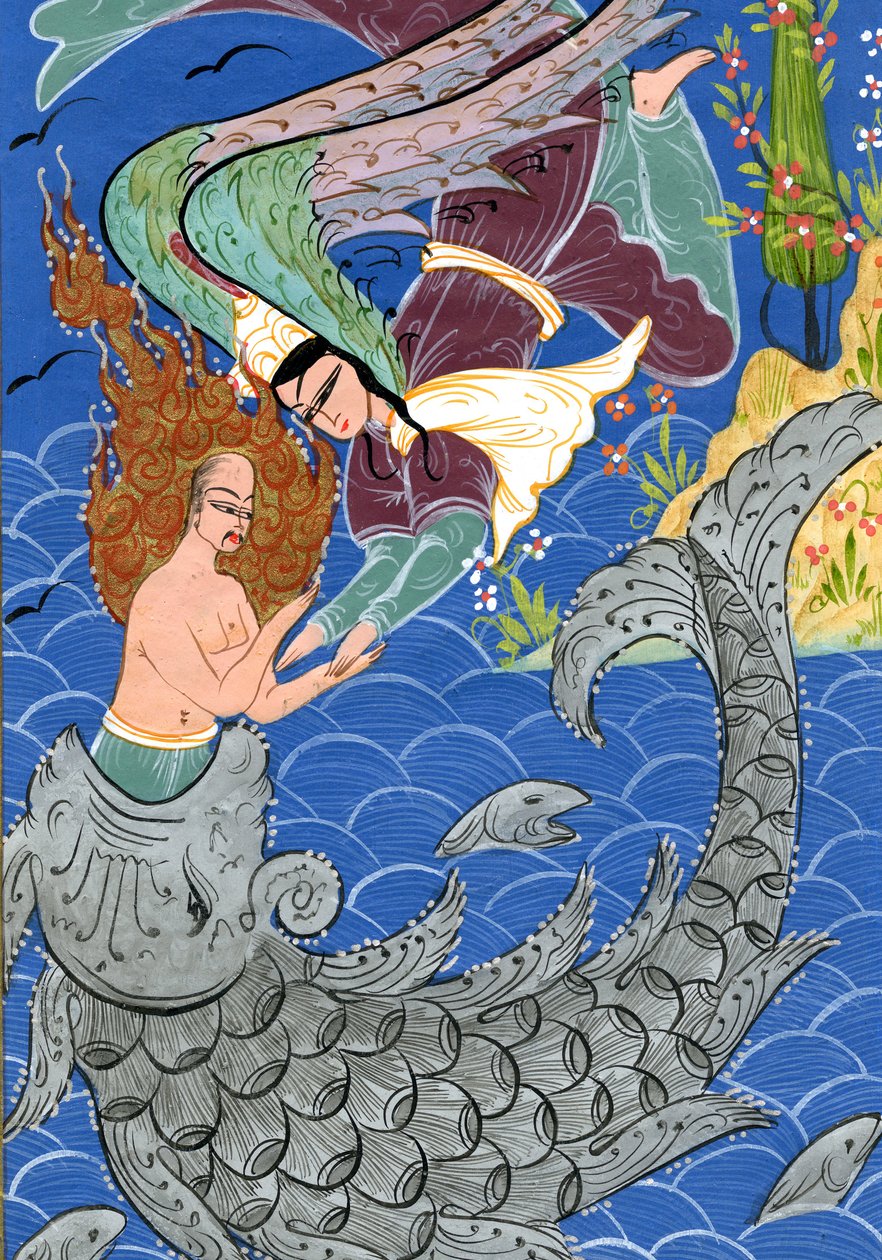 Jona och jättefisken (akvarell på papper) av Turkish School