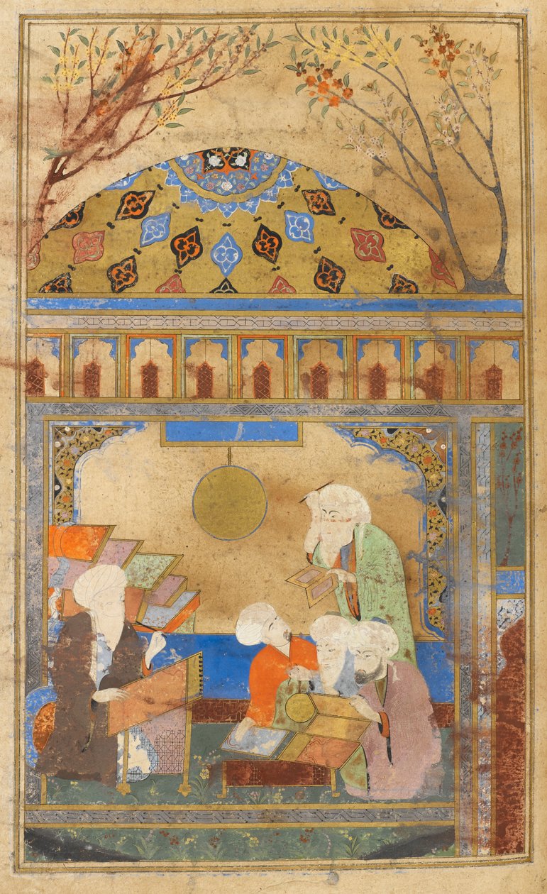 Nasireddins observatorium i Meraga. Nasireddin Tusi (d.1274) och de fyra män som satte upp observatoriet. av Turkish School