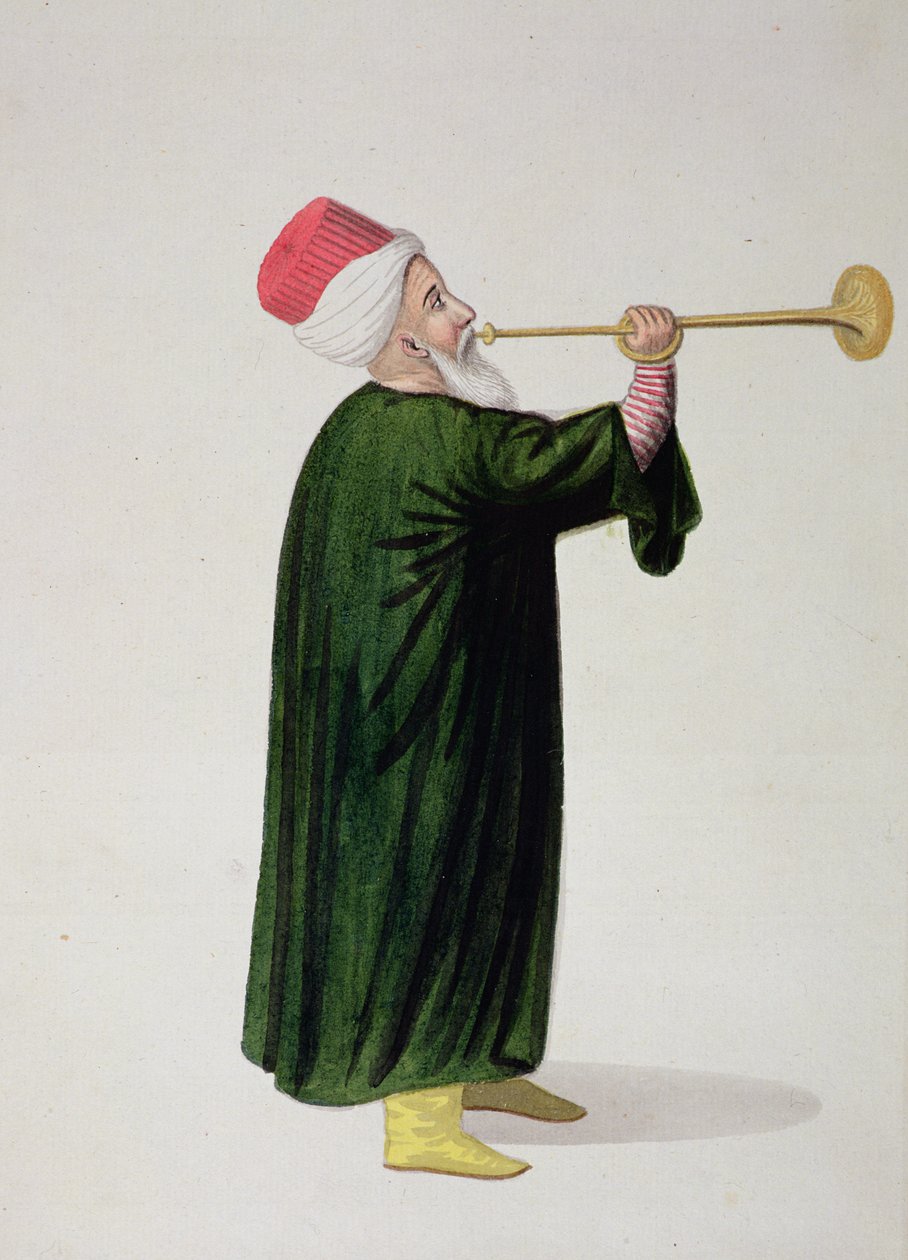 Official Trumpeter of the Janitsary Military Band, ottomansk tid, tredje kvartalet av 1700-talet (wc på papper) av Turkish School