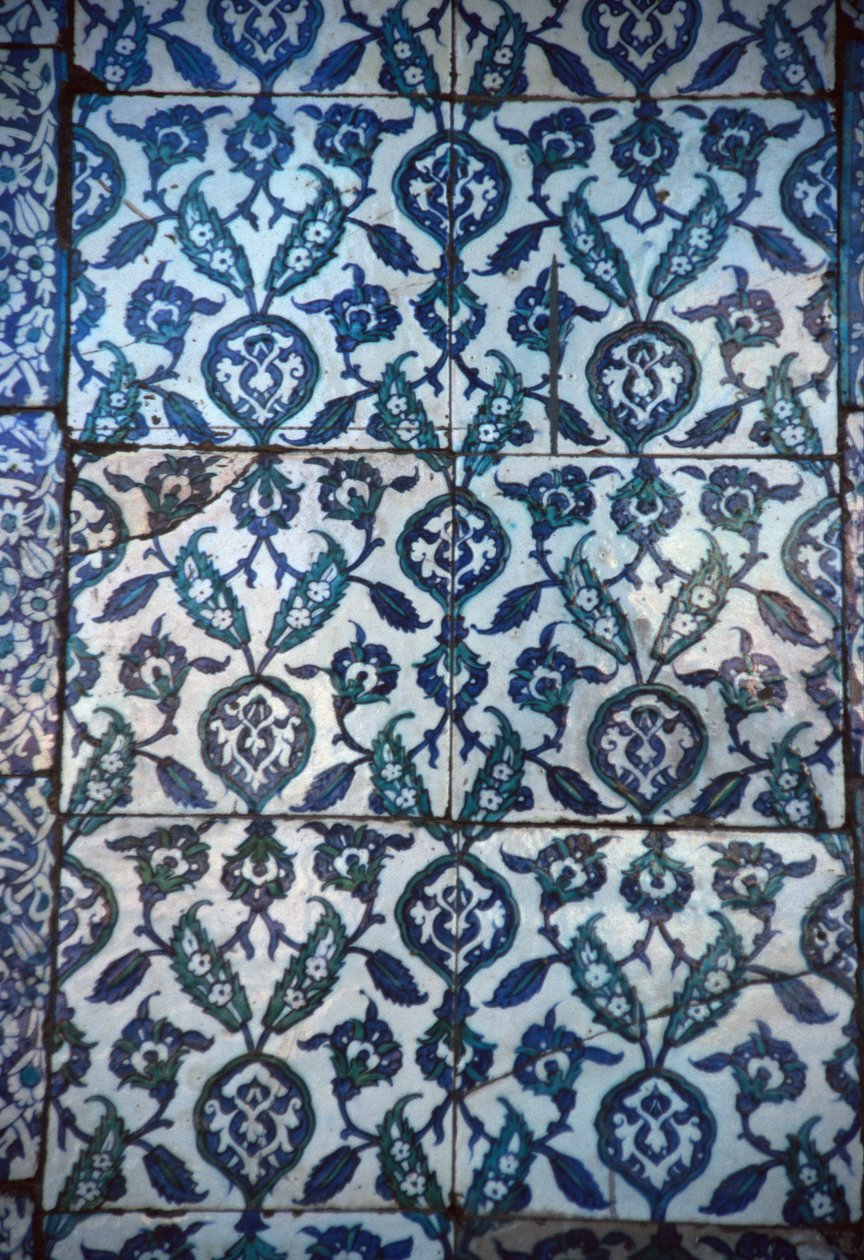 Panel av osmanska plattor (keramik) av Turkish School