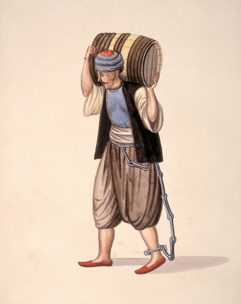 Prisoner in Chains, ottomansk tid, 1700-talets tredje kvartal (wc på papper) av Turkish School