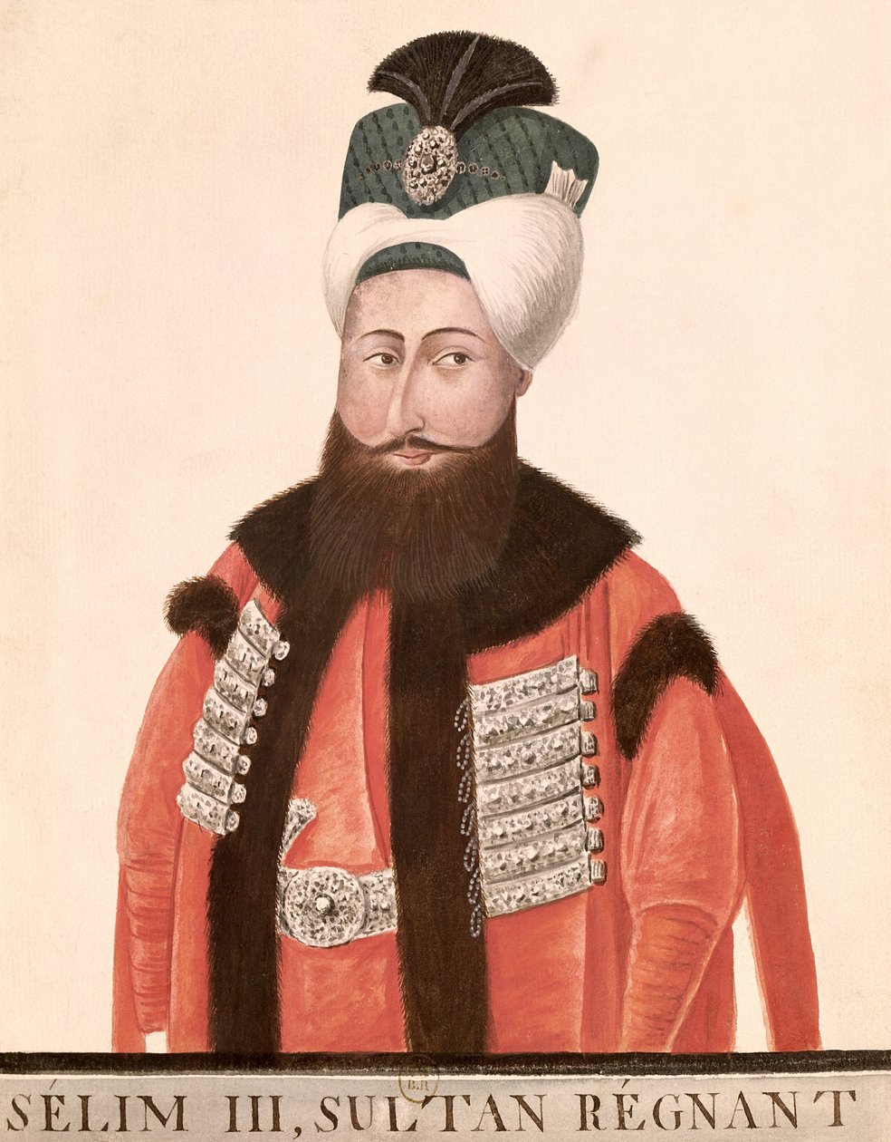 Sultan Selim III (1761-1808) 1700-1800-talet (wc på papper) av Turkish School