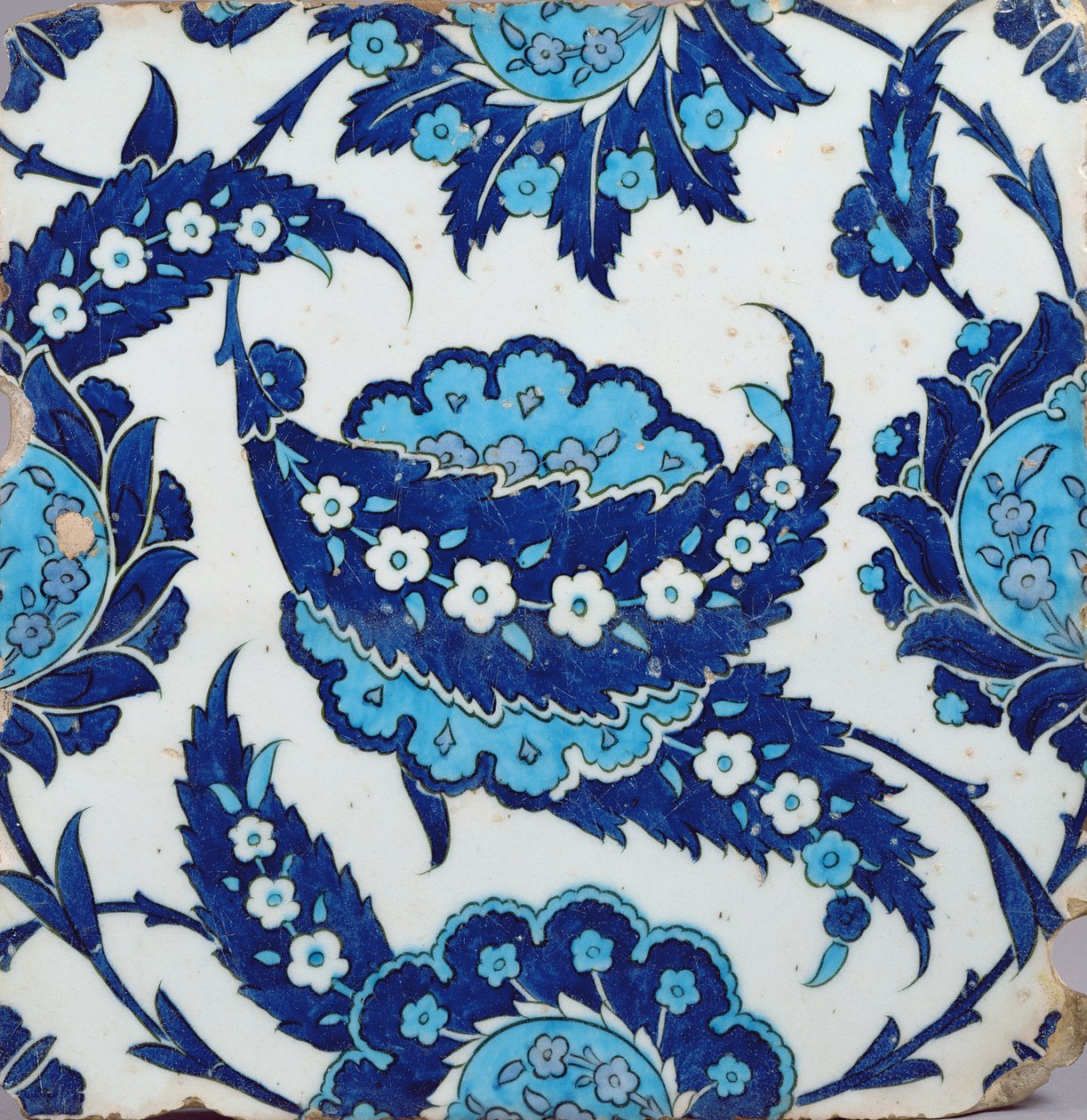 Kakel, Iznik, turkiskt, 1540-50 (stenpasta med polykrom under glasyr) av Turkish School