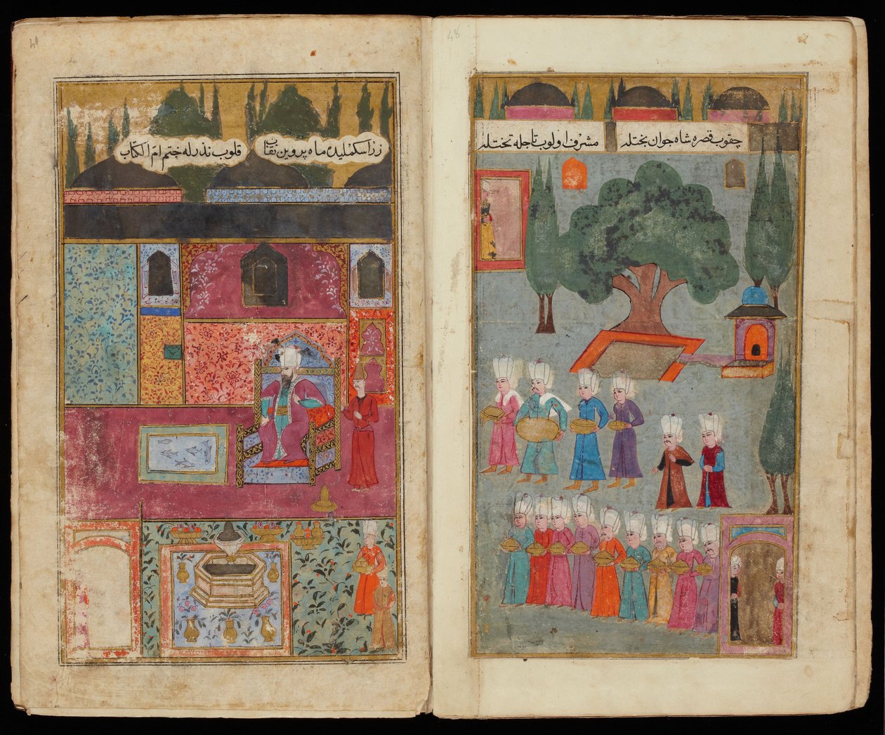 Mehmed III tronade från manuskript Mehmed III:s kampanj i Ungern av Turkish master