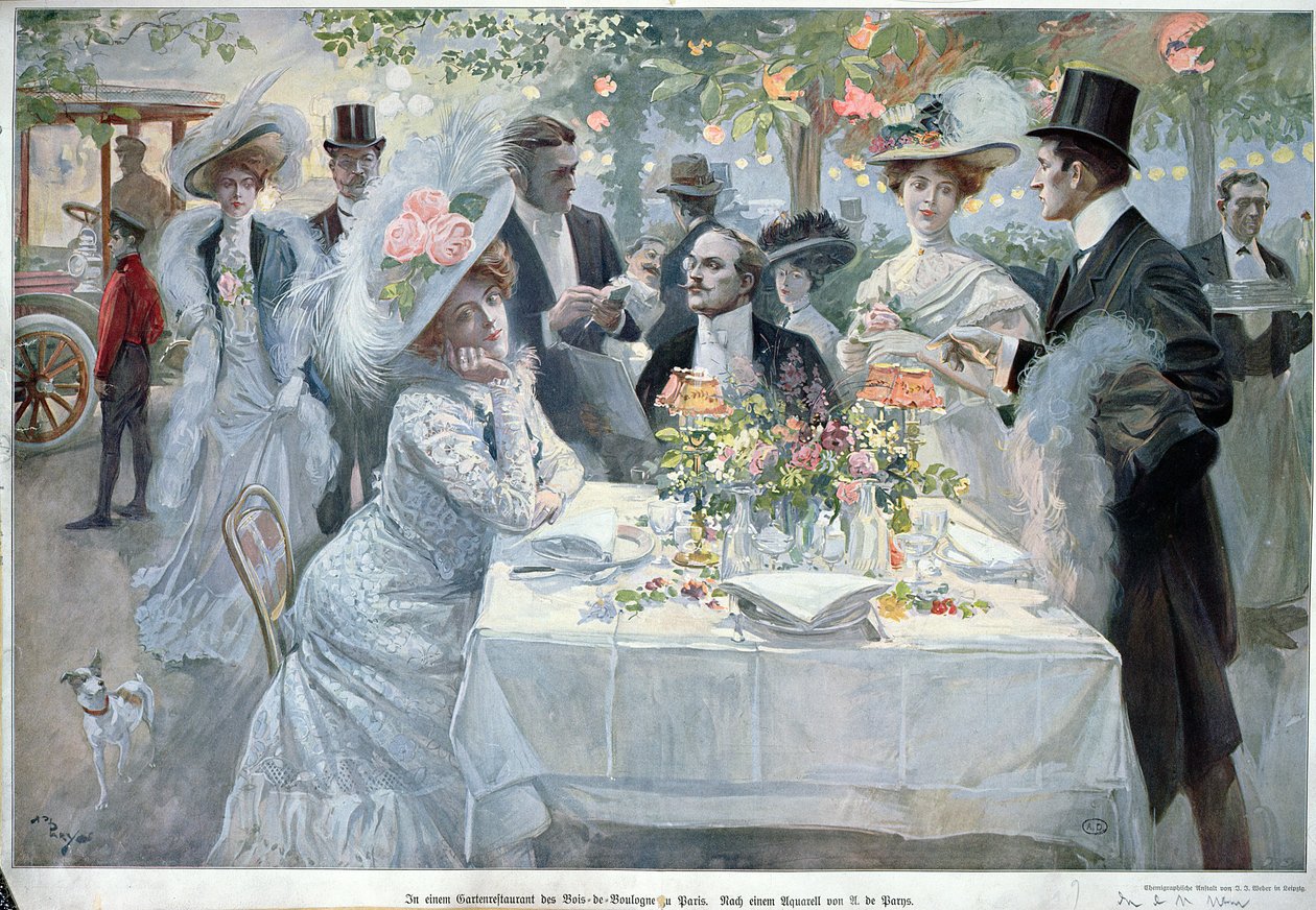 På en restaurang i Bois de Boulogne i Paris, sent 1800-tal av U de Parns