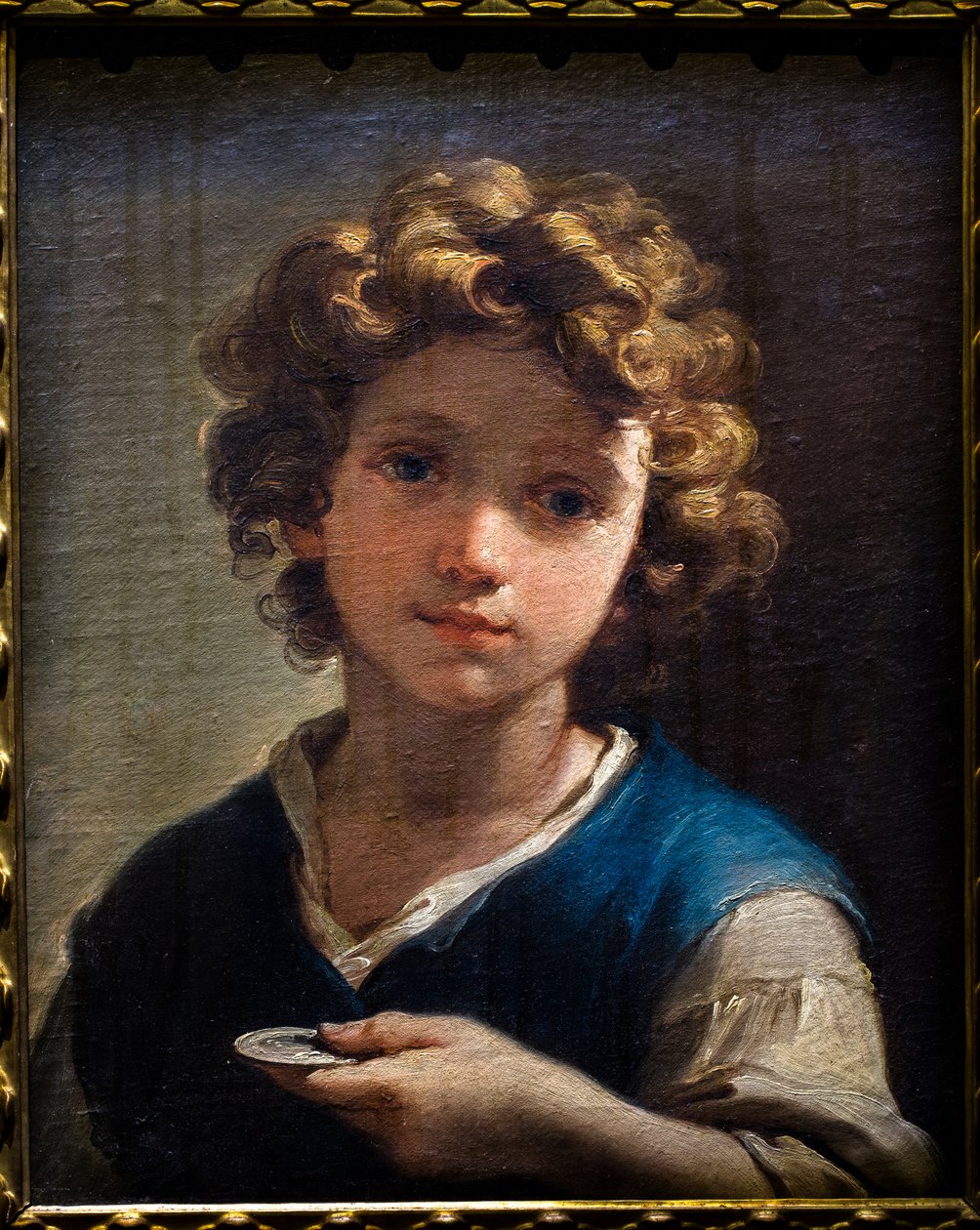 Byst av en ung pojke med ett mynt, ca 1777 (Olja på duk) av Ubaldo Gandolfi