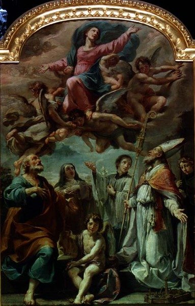 Madonna i ära med heliga av Ubaldo Gandolfi