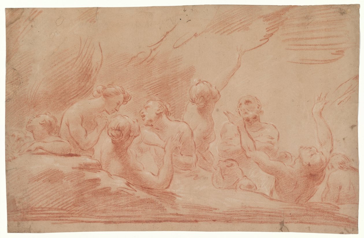 Seelen im Fegefeuer, Studie für Der selige Johannes Burali bittet die selige Jungfrau, für die Seelen im Fegefeuer zu intervenieren, San Bartolomeo, Bologna av Ubaldo Gandolfi