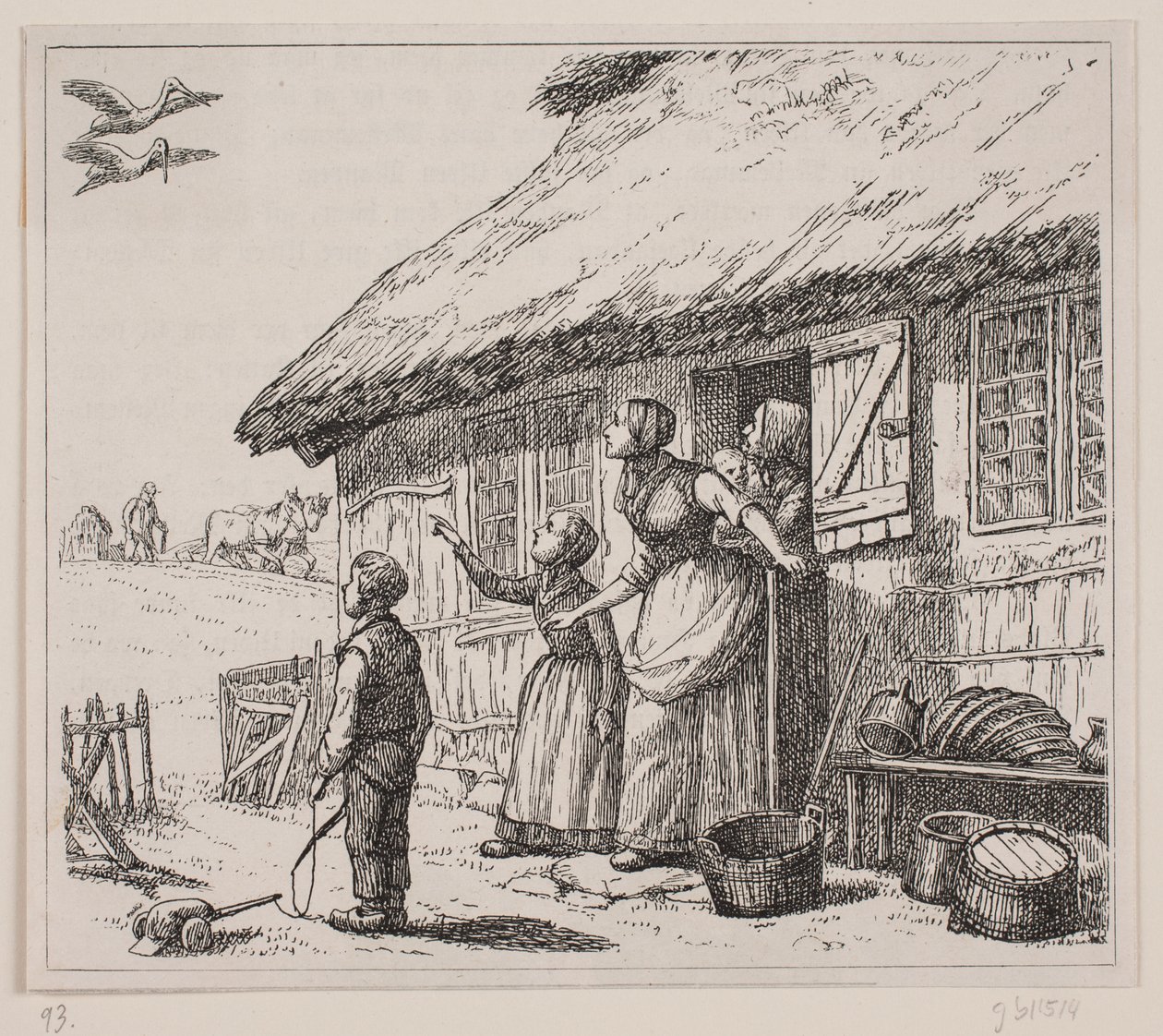 Illustration till "Storken er kommen", dikt av Gotfred Rode av Ubekendt