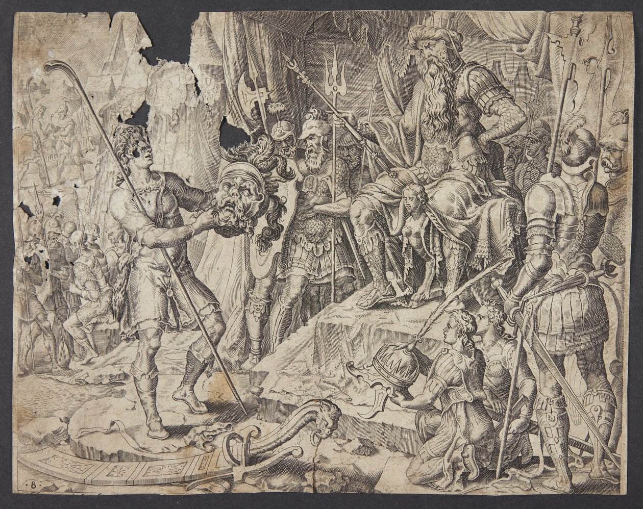David skär av Goliats huvud av Ubekendt efter Maarten van Heemskerck