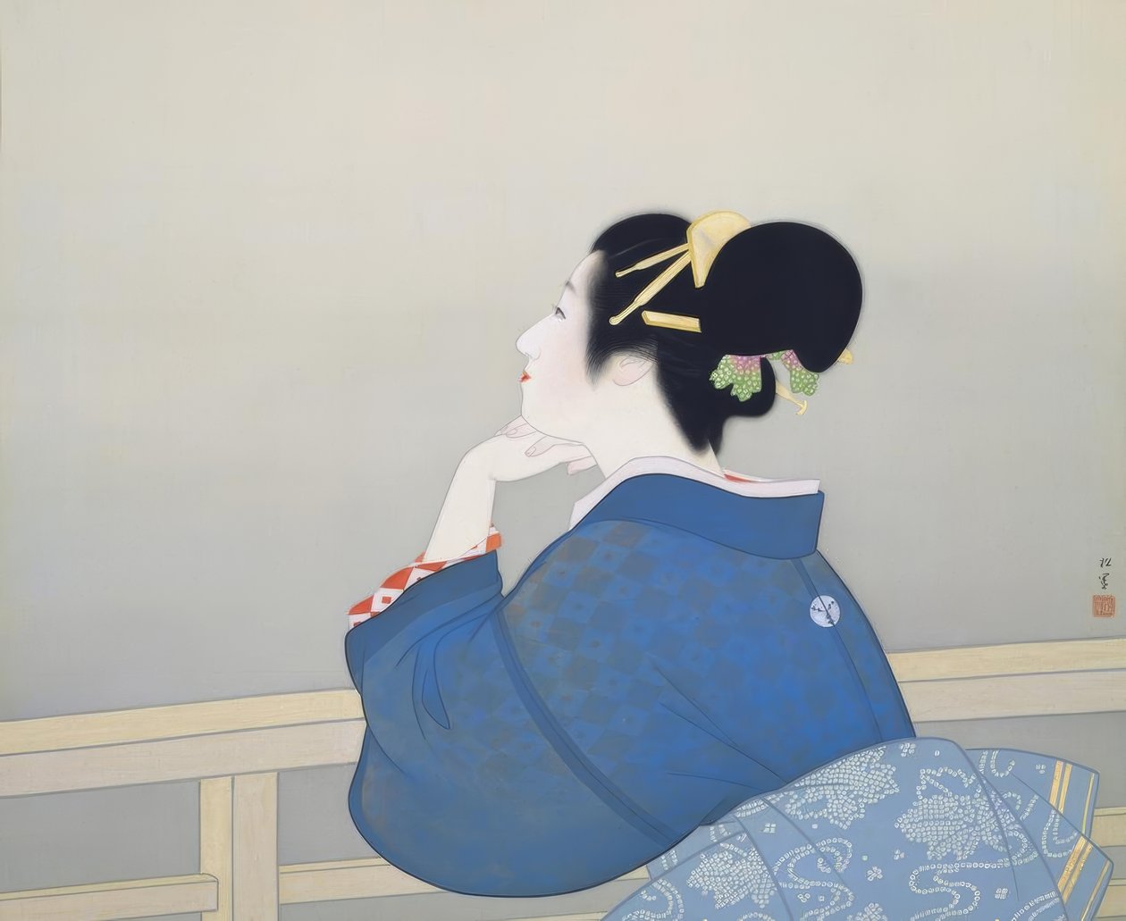 En kvinna väntar på att månen ska gå upp av Uemura Shoen