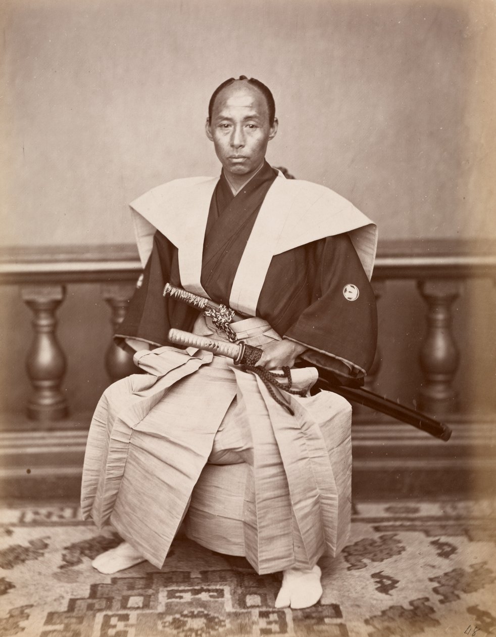 Samurai (Kiichi Harada), Nagasaki, Japan, ca. 1870 (en del yta p skog t) av Ueno Hikoma