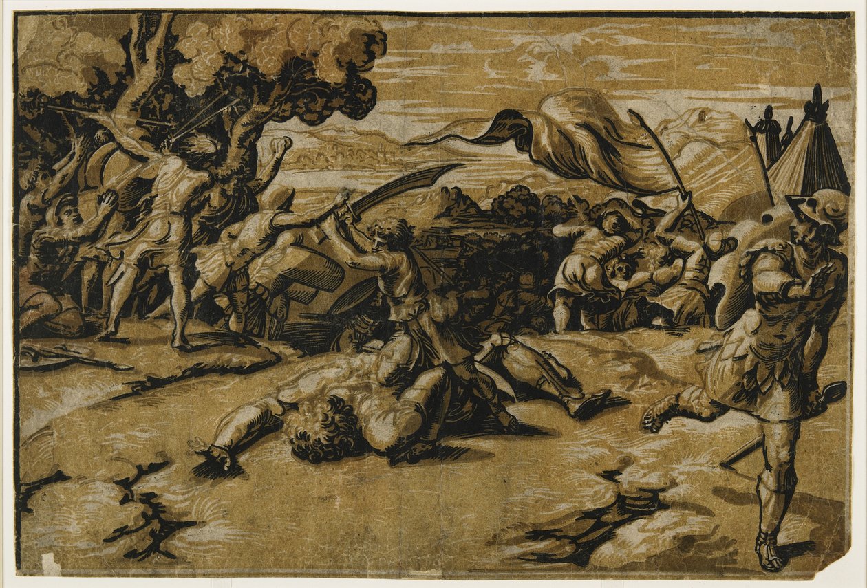 David som dödar Goliat, ca. 1518 av Ugo da Carpi