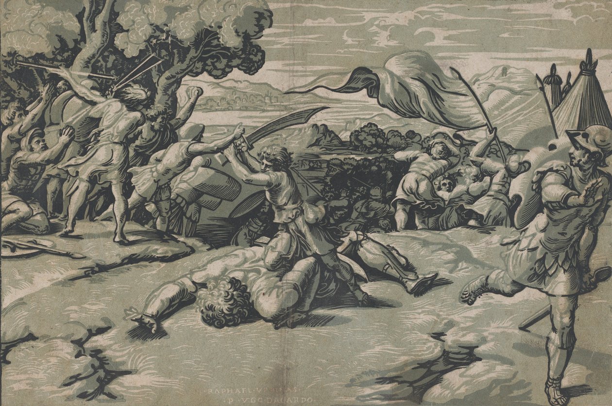 David och Goliat, ca. 1520-27. av Ugo da Carpi
