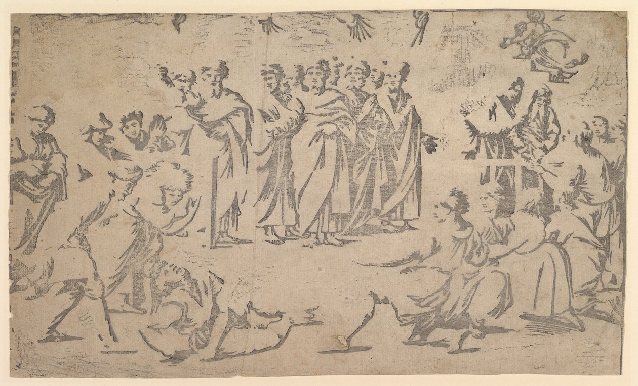Ananias död omgiven av apostlar, 1518. av Ugo da Carpi