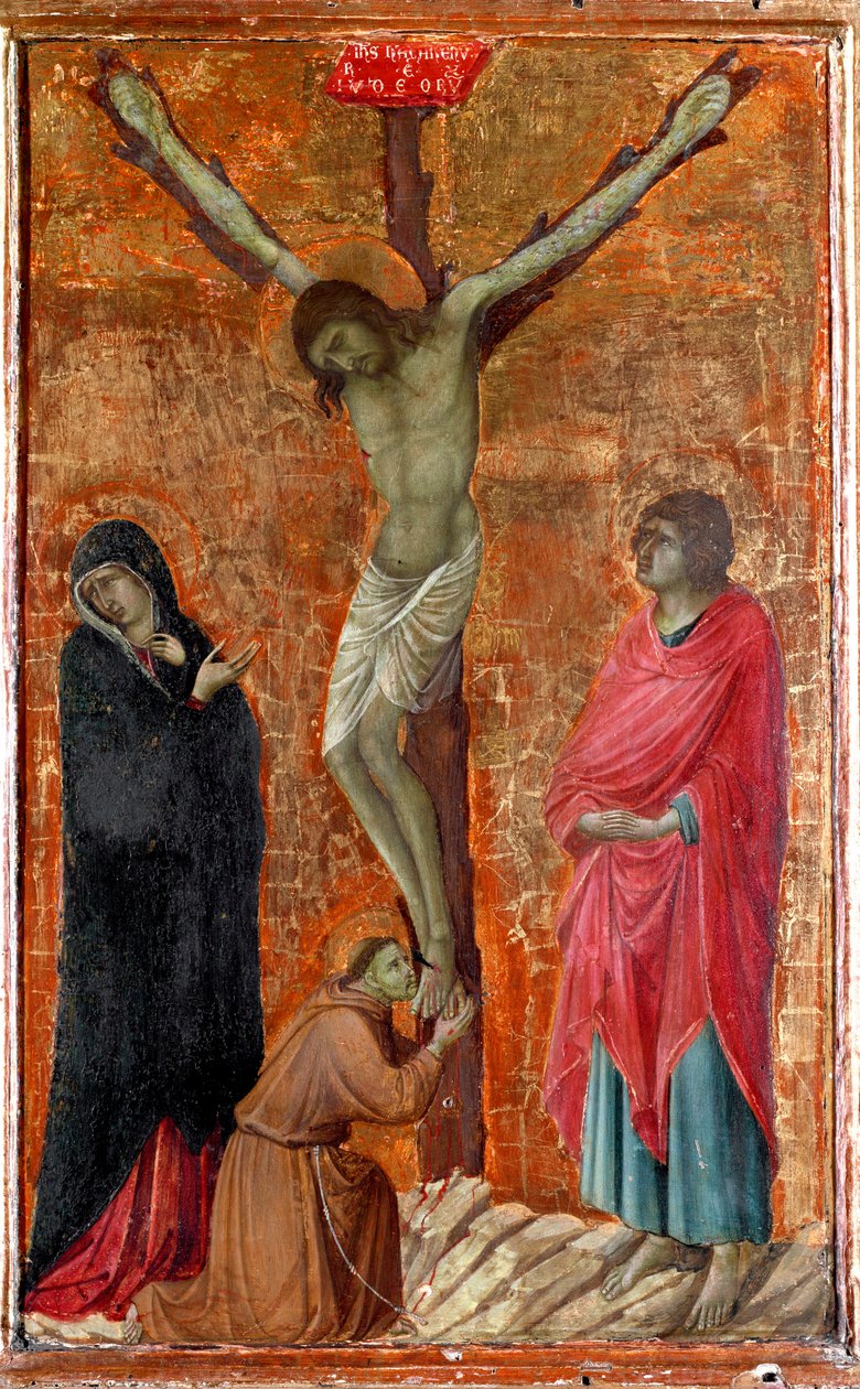 Korsfästelse med den helige Franciskus av Assisi av Ugolino di Nerio