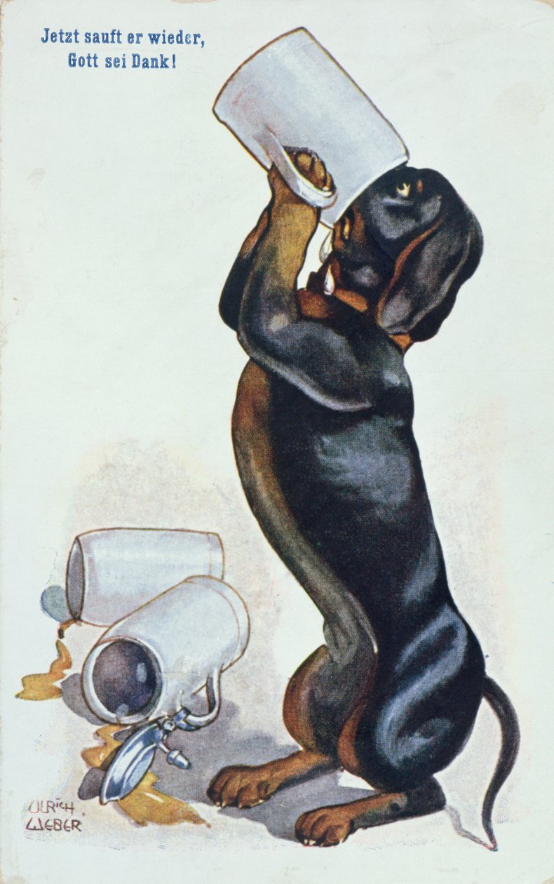 En tax dricker öl, ca 1900 av Ulrich Weber