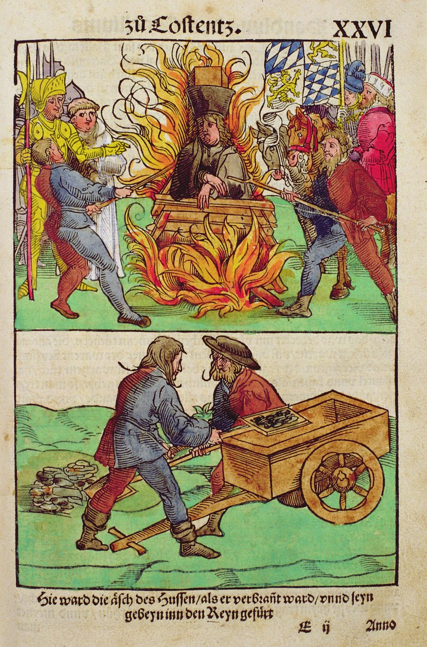 Avrättningen av Jan Hus eller en av hans präster vid Konciliet i Konstanz, från 