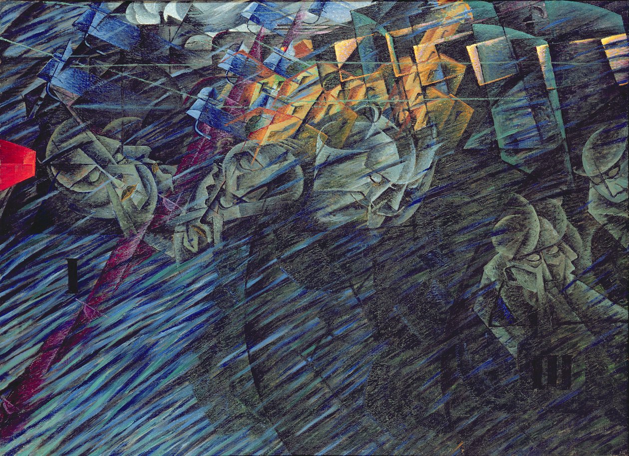 Sinnetillstånd: De som går, 1911 av Umberto Boccioni