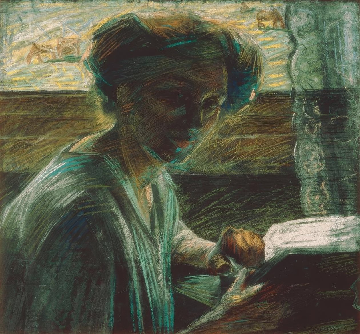 Konstnärens syster under läsning av Umberto Boccioni