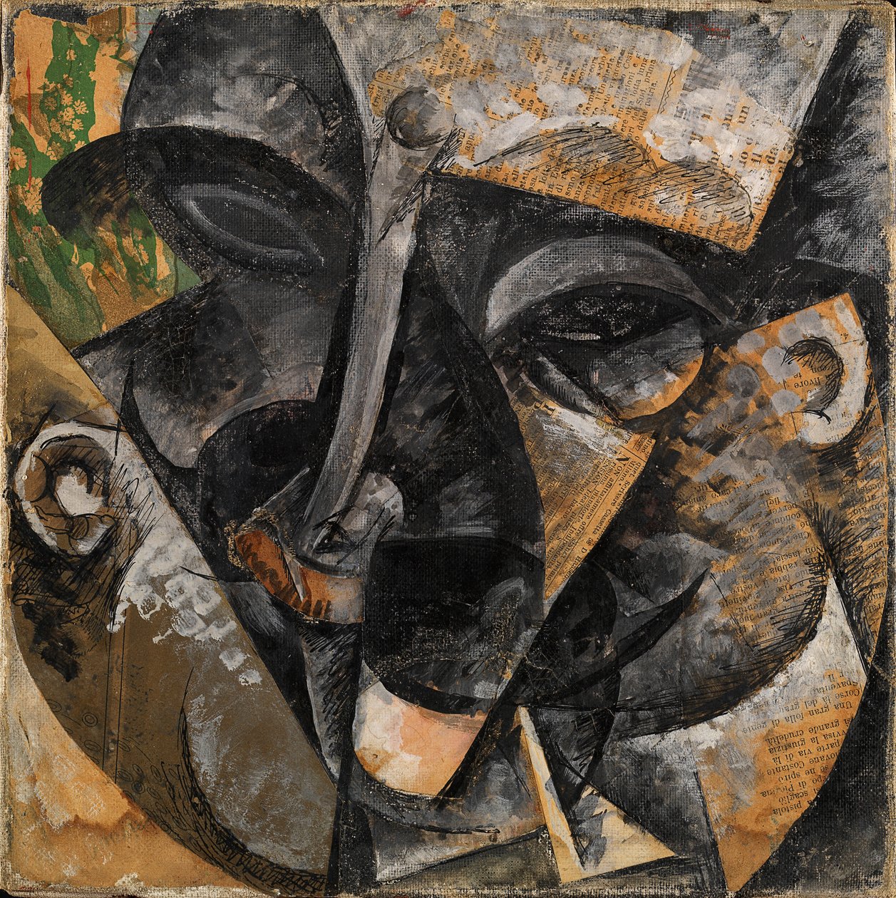 Dynamism i en mans huvud eller Komposition i en kvinnas huvud eller Nedbrytning av ett människohuvud eller Linjer som förstärker en mans huvud (Dinamismo di una testa di uomo), av Umberto Boccioni av Umberto Boccioni