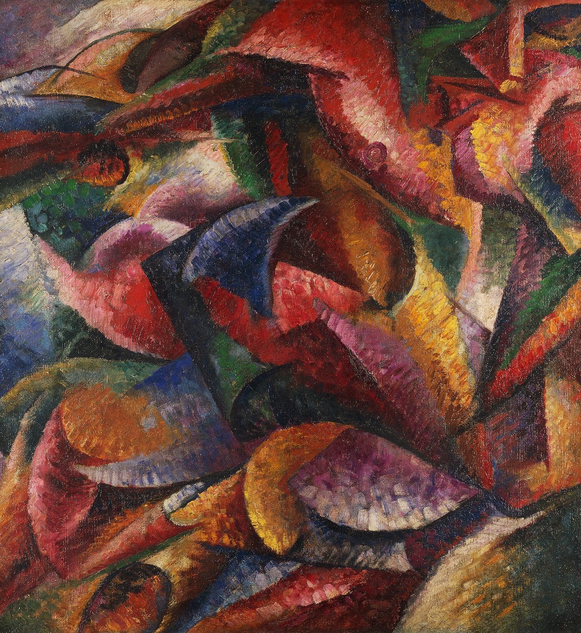 Dynamism of human body av Umberto Boccioni (1882-1916), olja på duk av Umberto Boccioni