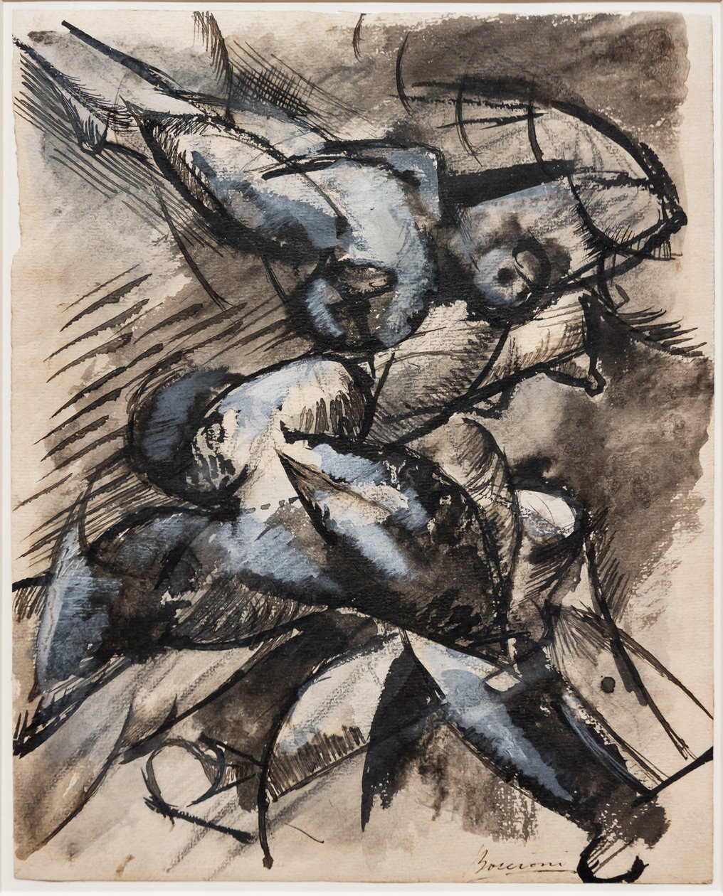 Jag vill lära mänskliga former i rörelse (Dynamisk nedbrytning) av Umberto Boccioni