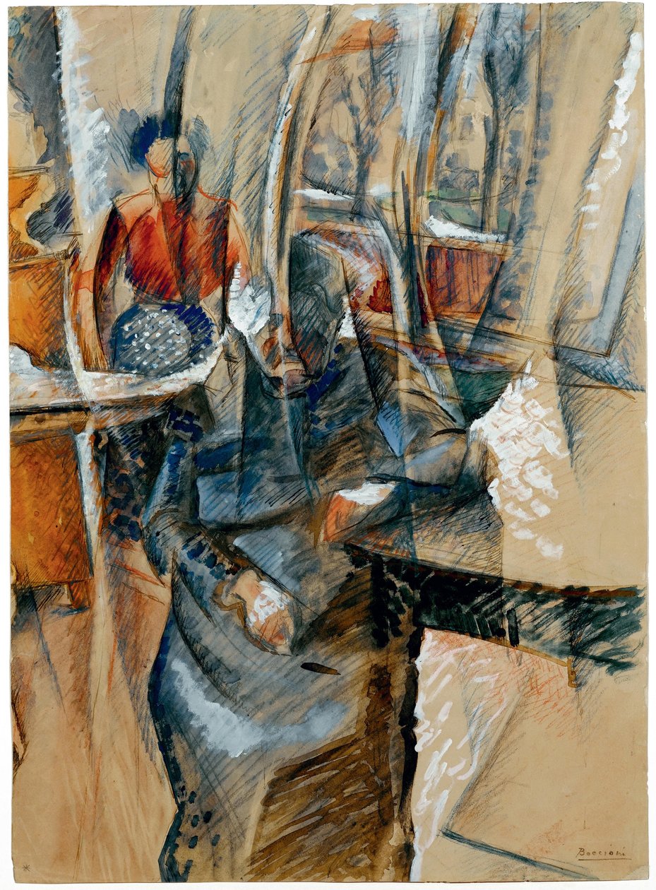 Interiör med två kvinnofigurer, 1916. av Umberto Boccioni