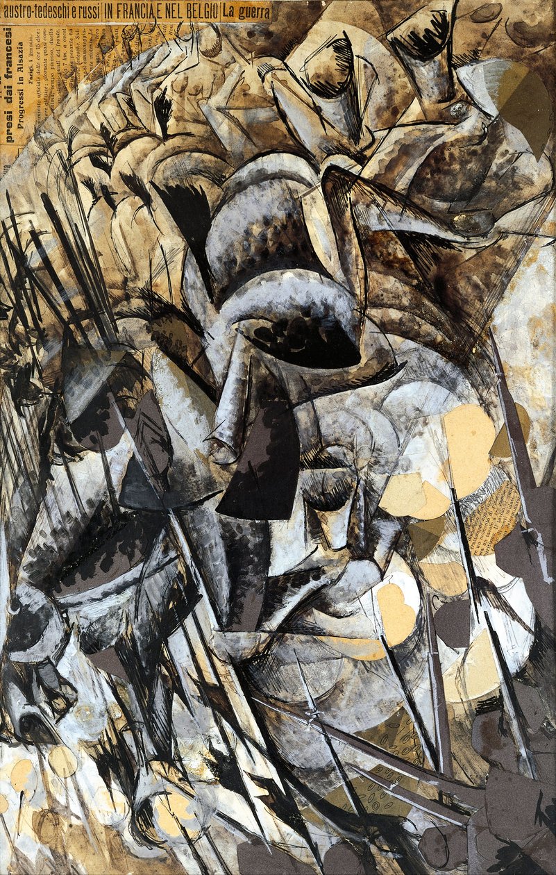 Italien, Milano, målning The Charge of the Lancers av Umberto Boccioni