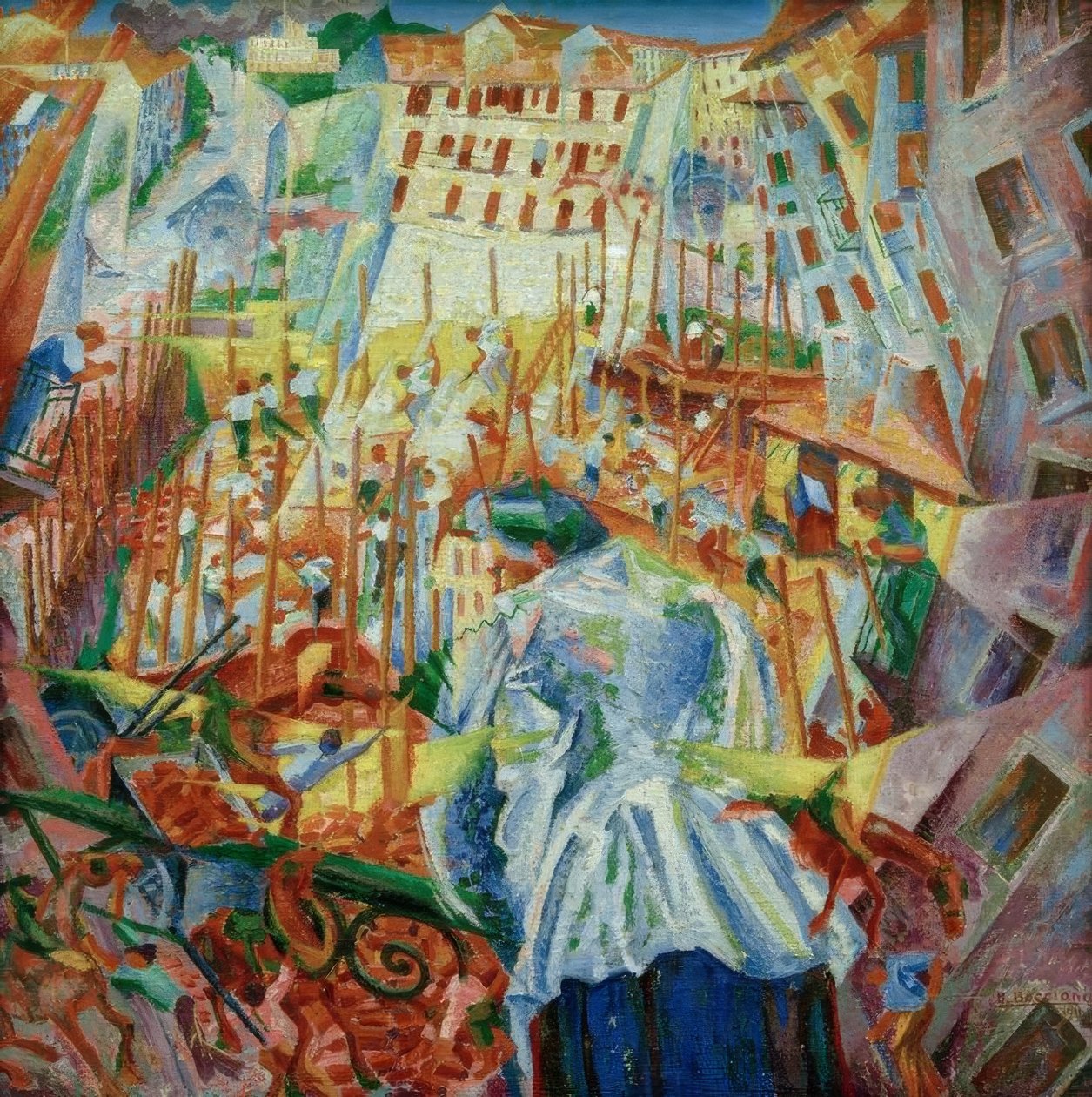 Gatan går in i huset av Umberto Boccioni