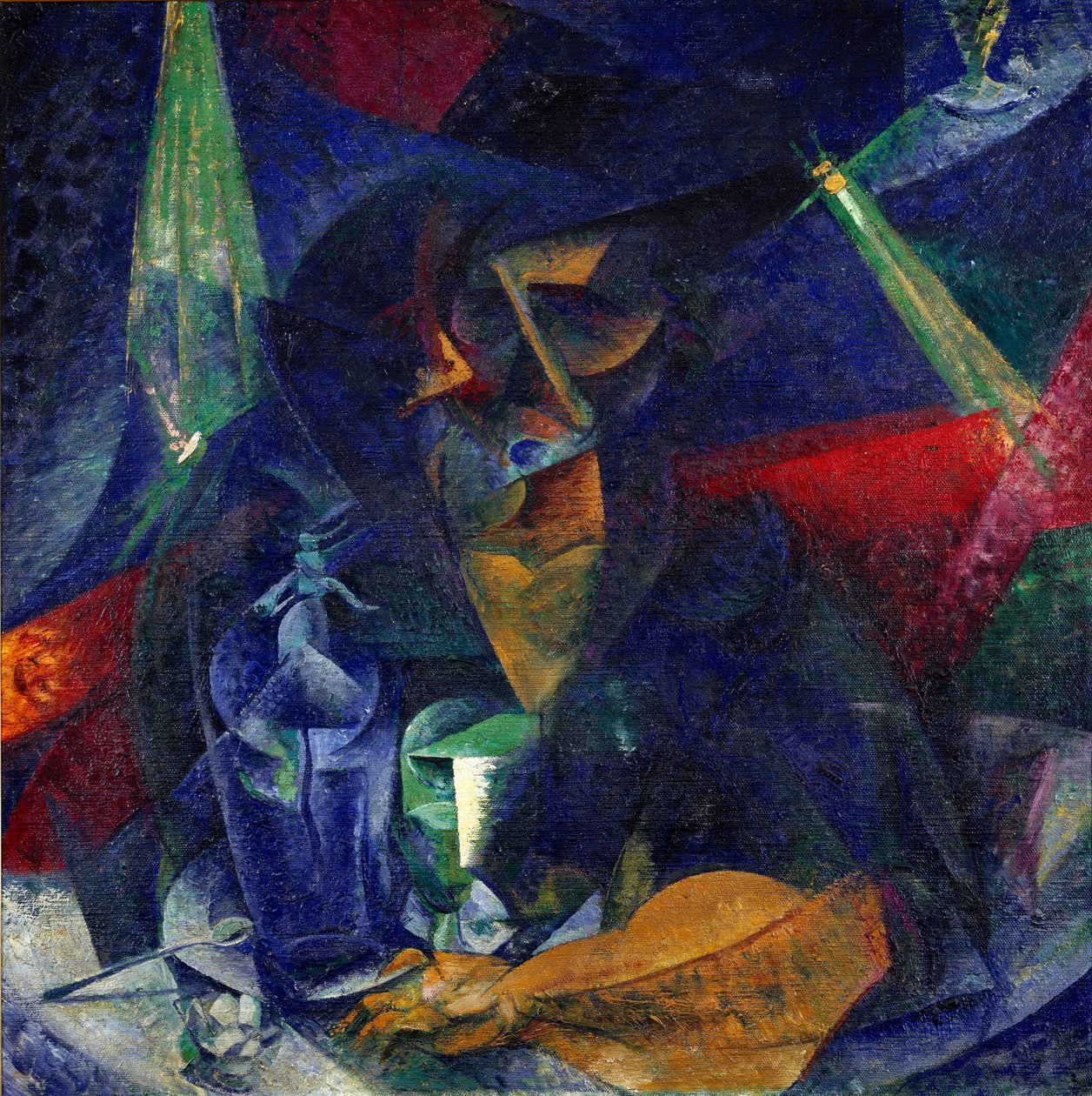 Dam på kaféet eller "" Kompentering av ljus och planer "" (Donna al caffe - Interpenetration av ljus och planer) Målning av Umberto Boccioni (1882-1916) ca 1912 Dim 86x86 cm Milano, Museo del Novecento av Umberto Boccioni