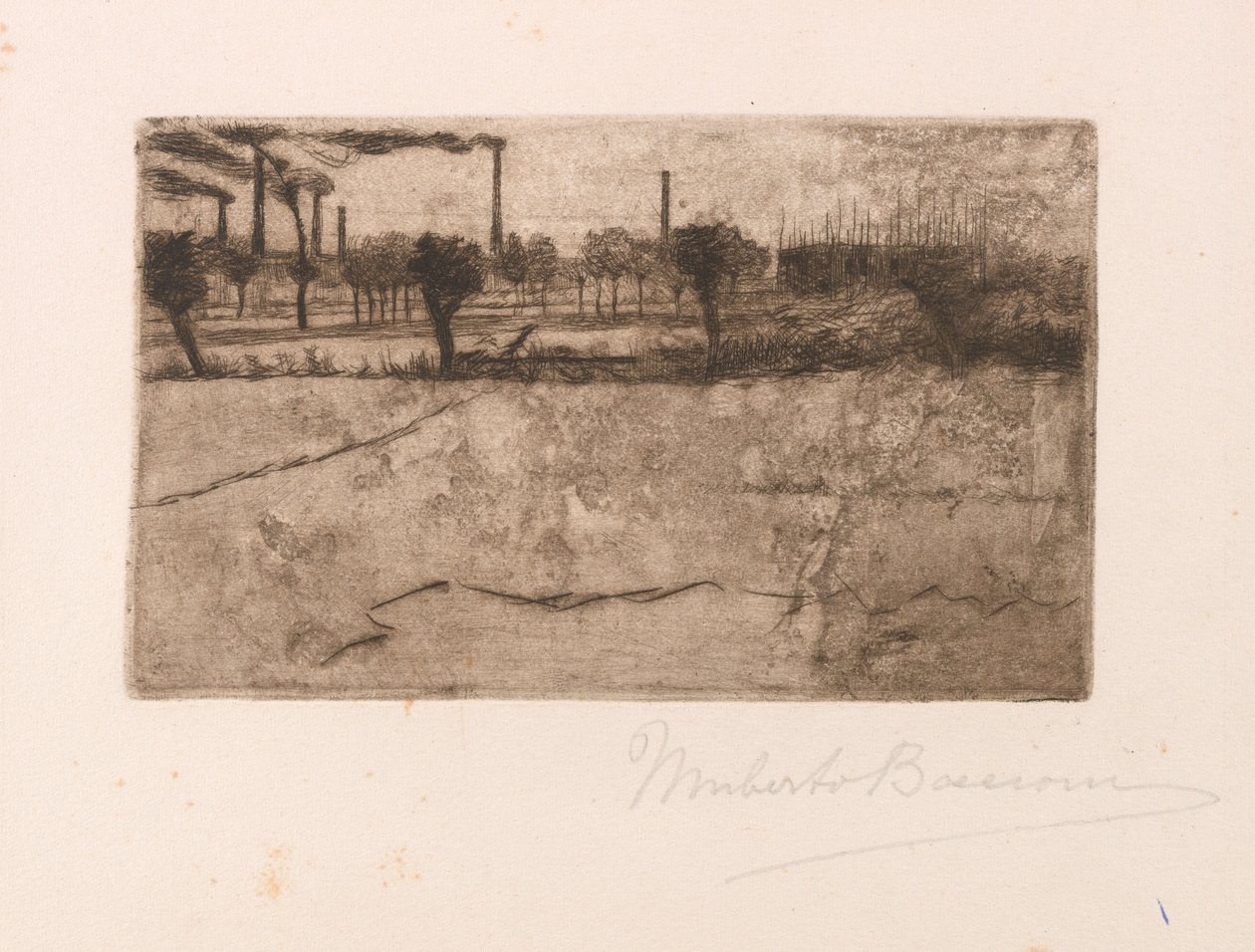 Landskap med industriväxter av Umberto Boccioni